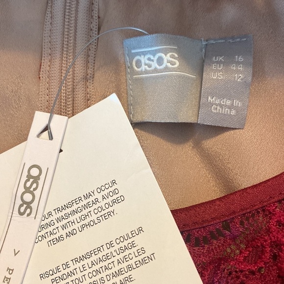 NWT ASOS Burgundy Crochet Long Sleeve Mini - Picture 2 of 9